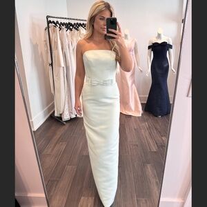 NWT Amsale Callista Strapless Faille Column Gown in Mint s. 10